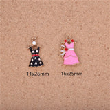 10pcs Beauty Skirt Enamel Metal Charms for DIY Jewelry Making