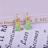 10pcs Beauty Skirt Enamel Metal Charms for DIY Jewelry Making