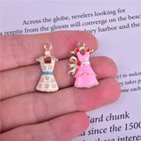 10pcs Beauty Skirt Enamel Metal Charms for DIY Jewelry Making