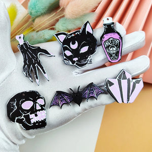 10pcs/pack Punk Witches Skull Cat Bat Charms For Jewelry Making
