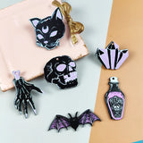 10pcs/pack Punk Witches Skull Cat Bat Charms For Jewelry Making