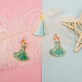 10pcs Cartoon Girls Princess Enamel Charms Metal Pendants Earring DIY