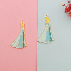 10pcs Cartoon Girls Princess Enamel Charms Metal Pendants Earring DIY