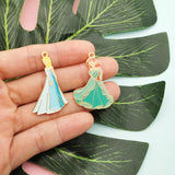 10pcs Cartoon Girls Princess Enamel Charms Metal Pendants Earring DIY