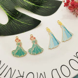10pcs Cartoon Girls Princess Enamel Charms Metal Pendants Earring DIY