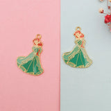 10pcs Cartoon Girls Princess Enamel Charms Metal Pendants Earring DIY