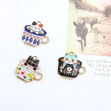 10pcs Cat Cup Enamel Charms DIY Jewelry Making Golden Base