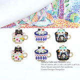 10pcs Cat Cup Enamel Charms DIY Jewelry Making Golden Base