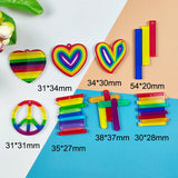 10pcs Colorful Love Peace Acrylic Charms Heart Pendant Jewelry Keychain DIY