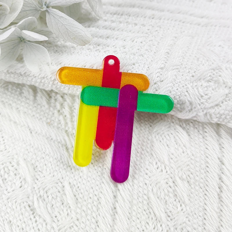 10pcs Colorful Love Peace Acrylic Charms Heart Pendant Jewelry Keychain DIY