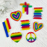 10pcs Colorful Love Peace Acrylic Charms Heart Pendant Jewelry Keychain DIY