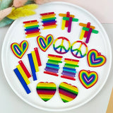 10pcs Colorful Love Peace Acrylic Charms Heart Pendant Jewelry Keychain DIY