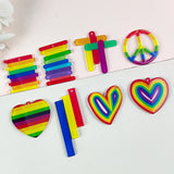 10pcs Colorful Love Peace Acrylic Charms Heart Pendant Jewelry Keychain DIY