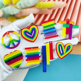 10pcs Colorful Love Peace Acrylic Charms Heart Pendant Jewelry Keychain DIY