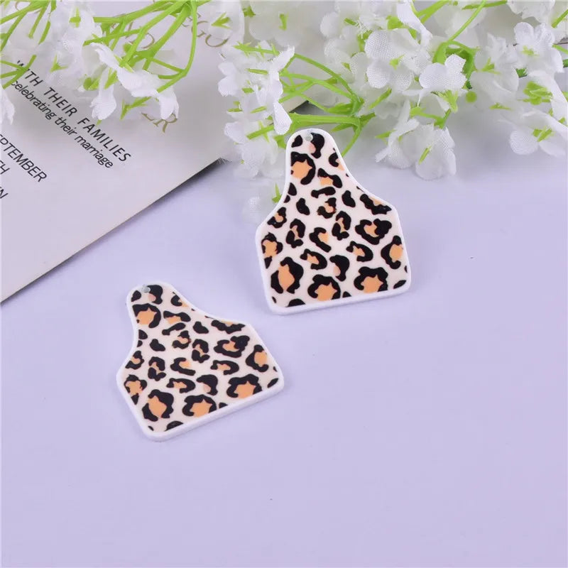 10pcs/pack Cowboy Leopard Heart Acrylic Charms for Jewelry Making DIY