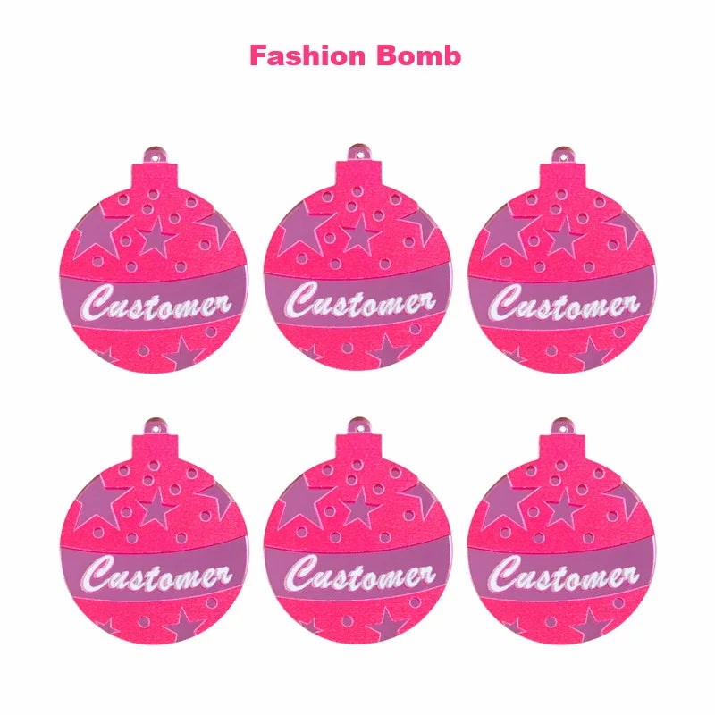 (10pcs/pack) Custom Christmas Pink Ball Mirror Pendants For DIY Jewelry