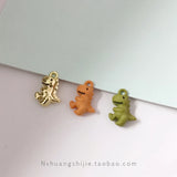 10pcs 3D Dinosaur Charms Metal Pendant Golden Earring DIY Jewelry 17x12x5mm