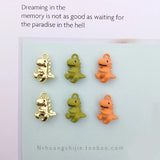 10pcs 3D Dinosaur Charms Metal Pendant Golden Earring DIY Jewelry 17x12x5mm
