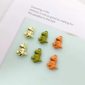 10pcs 3D Dinosaur Charms Metal Pendant Golden Earring DIY Jewelry 17x12x5mm