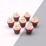 10pcs/pack 3D Strawberry Ice Cream Resin Charms Cupcake Earring Keychain DIY