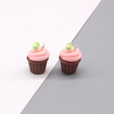 10pcs/pack 3D Strawberry Ice Cream Resin Charms Cupcake Earring Keychain DIY