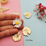 10pcs Daisy Sun Flower Enamel Charms Silver Earring DIY Jewelry YZ755