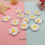 10pcs Daisy Sun Flower Enamel Charms Silver Earring DIY Jewelry YZ755