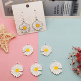10pcs Daisy Sun Flower Enamel Charms Silver Earring DIY Jewelry YZ755
