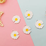 10pcs Daisy Sun Flower Enamel Charms Silver Earring DIY Jewelry YZ755