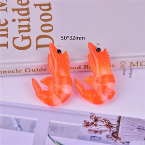 10pcs 3D Shrimp Mushroom Resin Charms for DIY Jewelry