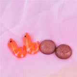 10pcs 3D Shrimp Mushroom Resin Charms for DIY Jewelry