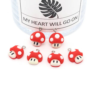 10pcs Mushroom Resin Charms for Jewelry Making DIY