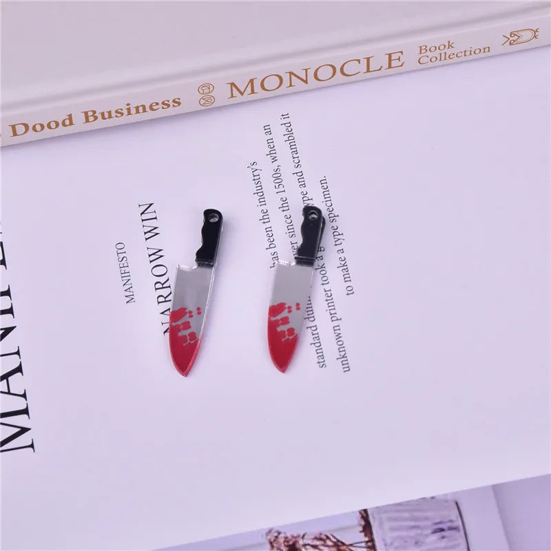10pcs Halloween Bloody Arcylic Charms for DIY Earring Keychain Making