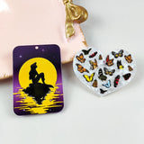 10pcs Heart Butterfly Sunset Acrylic Charms for DIY Jewelry Making Keychain