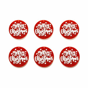 10pcs Christmas Glitter Red Round Acrylic Accessories for DIY Earrings