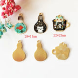 10pcs Light Bulb Cat Cup Enamel Charms DIY Jewelry Gold