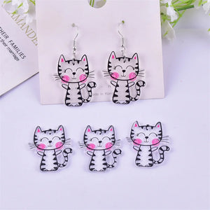 10pcs Cute Cat Acrylic Charms Pendant for Jewelry Making DIY