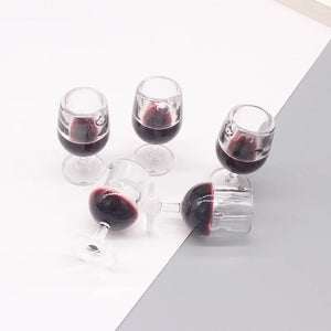 10pcs Mini 3D Red Wine Glasses Earring Charms for DIY Jewelry Making