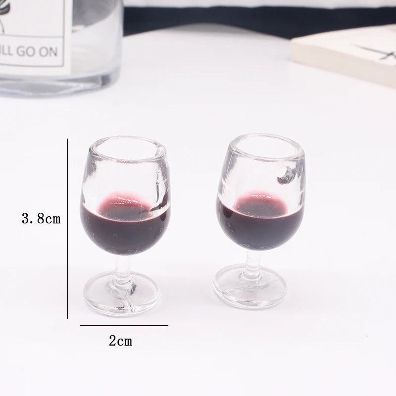 10pcs Mini 3D Red Wine Glasses Earring Charms for DIY Jewelry Making