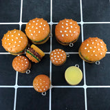 10pcs 3D Hamburger Resin Charms Mix Big Small DIY Accessory