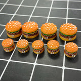 10pcs 3D Hamburger Resin Charms Mix Big Small DIY Accessory