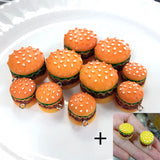 10pcs 3D Hamburger Resin Charms Mix Big Small DIY Accessory