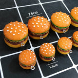 10pcs 3D Hamburger Resin Charms Mix Big Small DIY Accessory