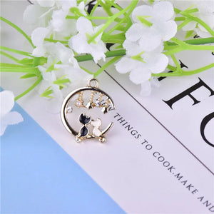 10pcs Moon Cat Love Metal Charms DIY Earring Bracelet Jewelry Making