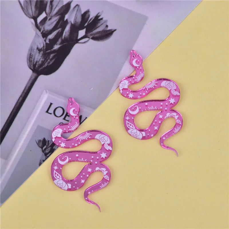 10pcs Moon Flower Snake Arcylic Charms for DIY Earring