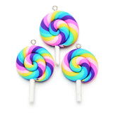 10pcs Soft Clay Lollipop Charms Pendant DIY Jewelry Accessories