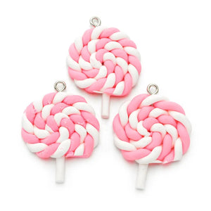 10pcs Soft Clay Lollipop Charms Pendant DIY Jewelry Accessories