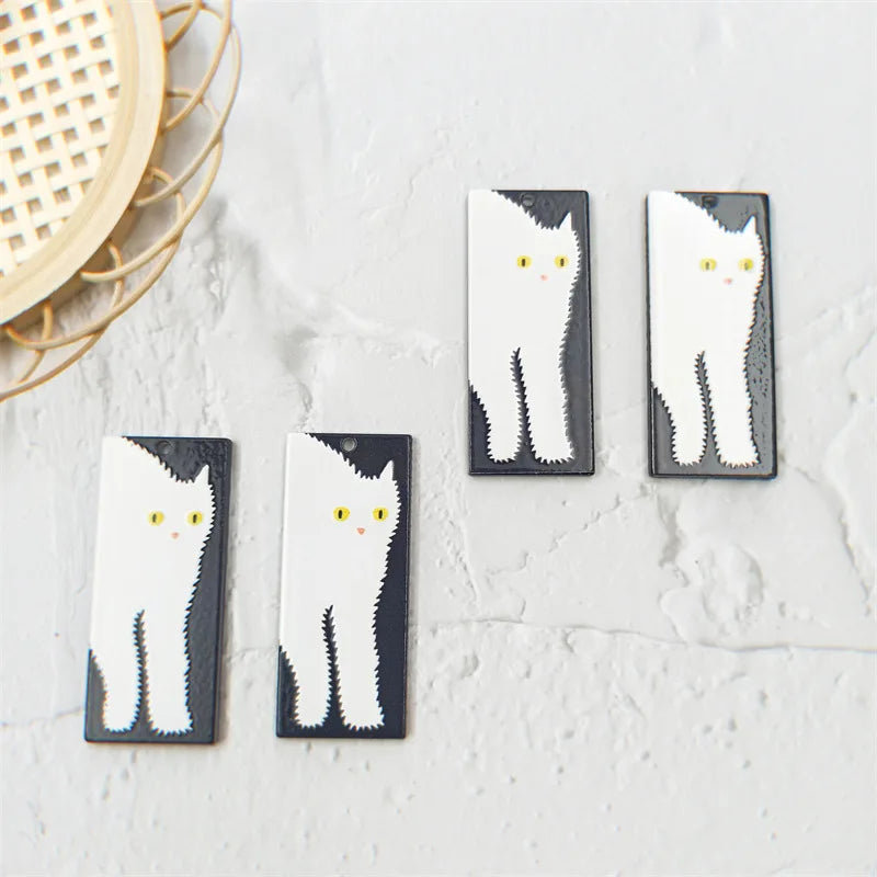 10pcs Acrylic Cat Charms INS Cartoon Pendants for DIY Jewelry