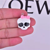 10pcs Pink Bow Skull Resin Charms 29x30mm