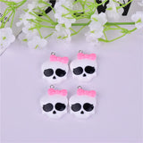 10pcs Pink Bow Skull Resin Charms 29x30mm